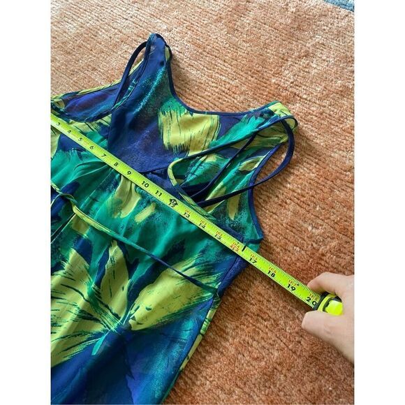 Mossimo Blue & Green Watercolor Chiffon Sleeveless Maxi Dress With Slip S - Picture 7 of 8